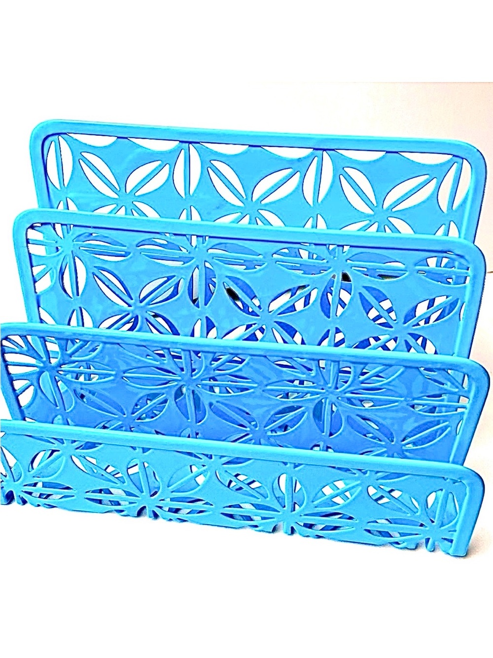 Blue metal lattice desk letter sofrter organizer